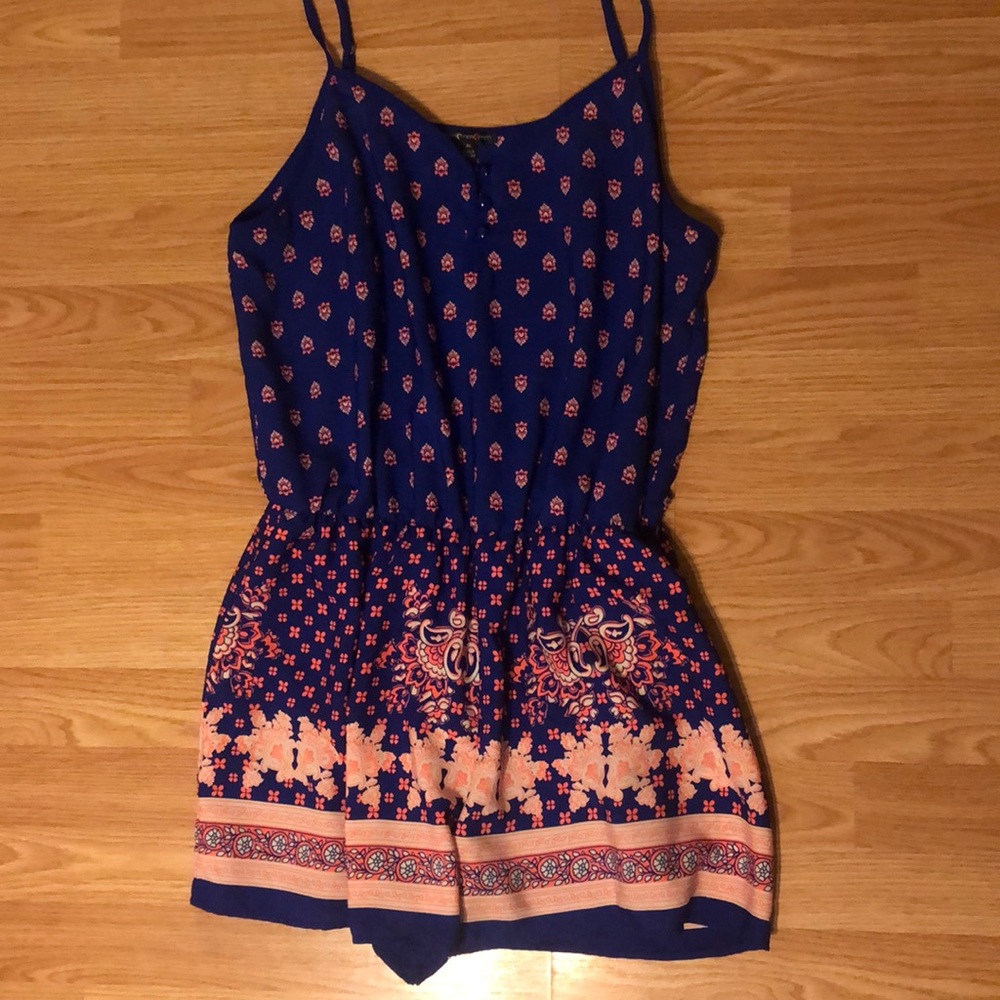 Rich blue romper with floral print